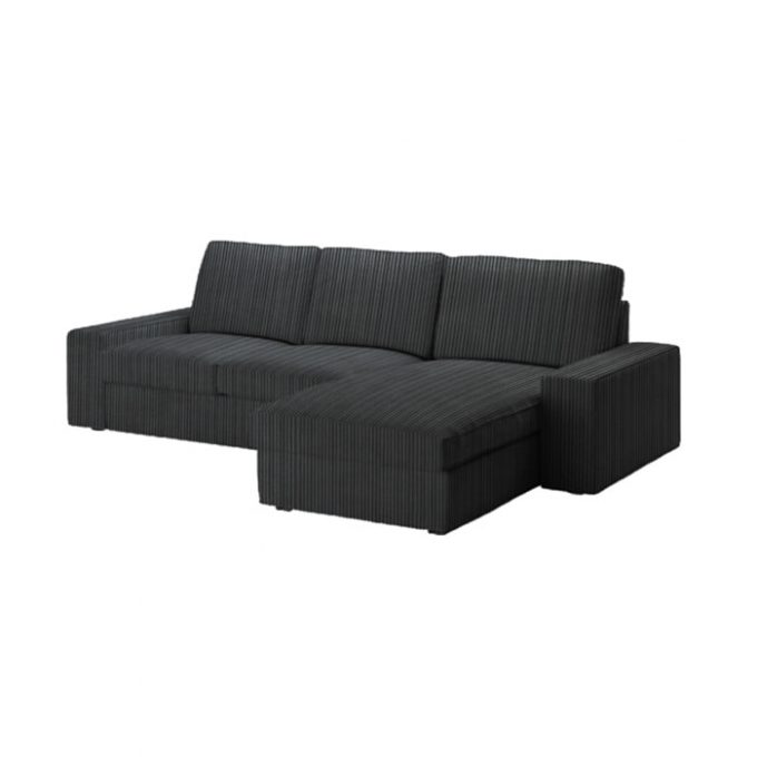 IKEA Kivik 2-seat with Chaise Longue cover Corduroy, Black Anthracite ...