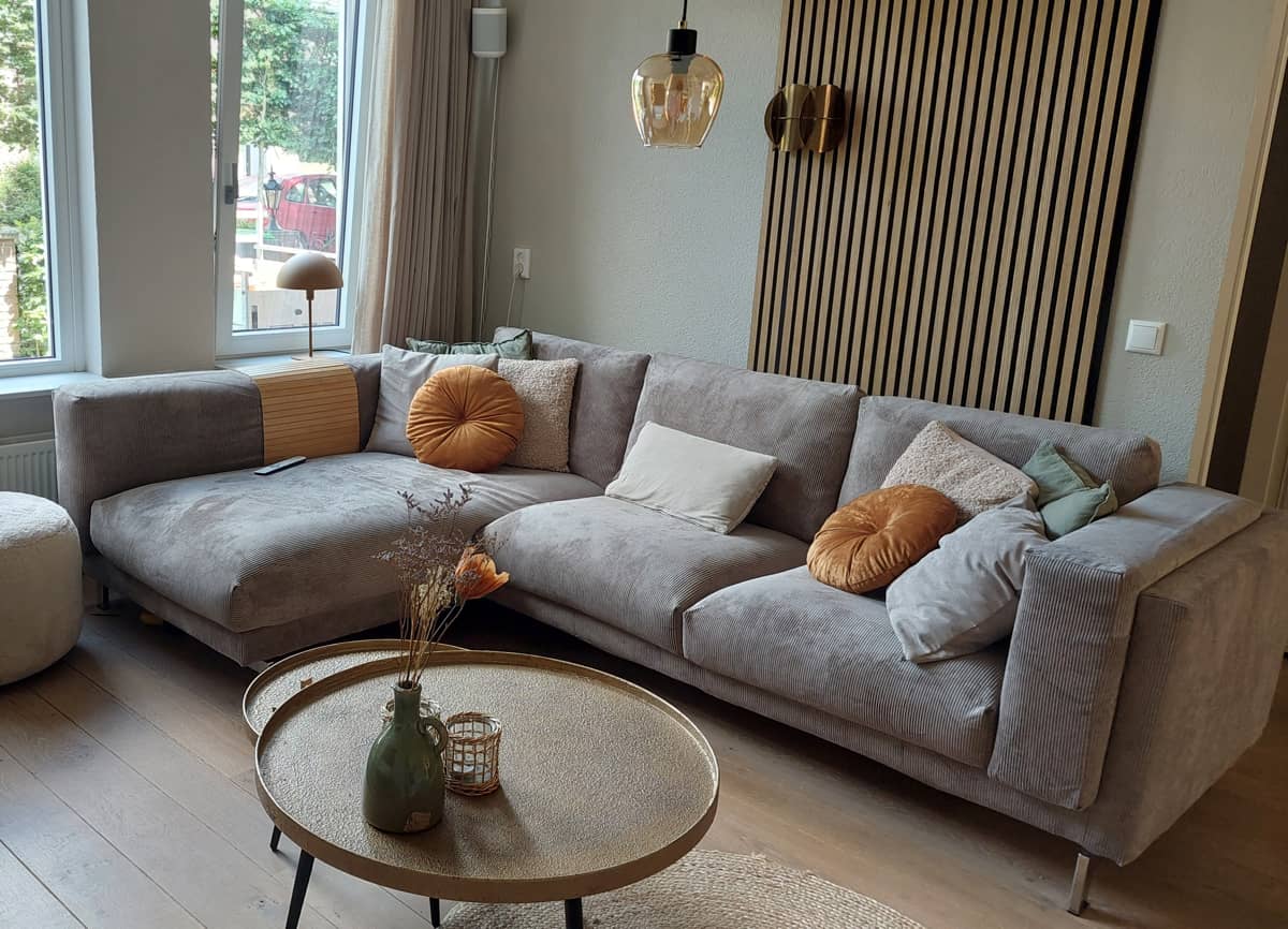Nockeby 3 zits hoes met chaise longue Corduroy Taupe #5 Vierkant pichi